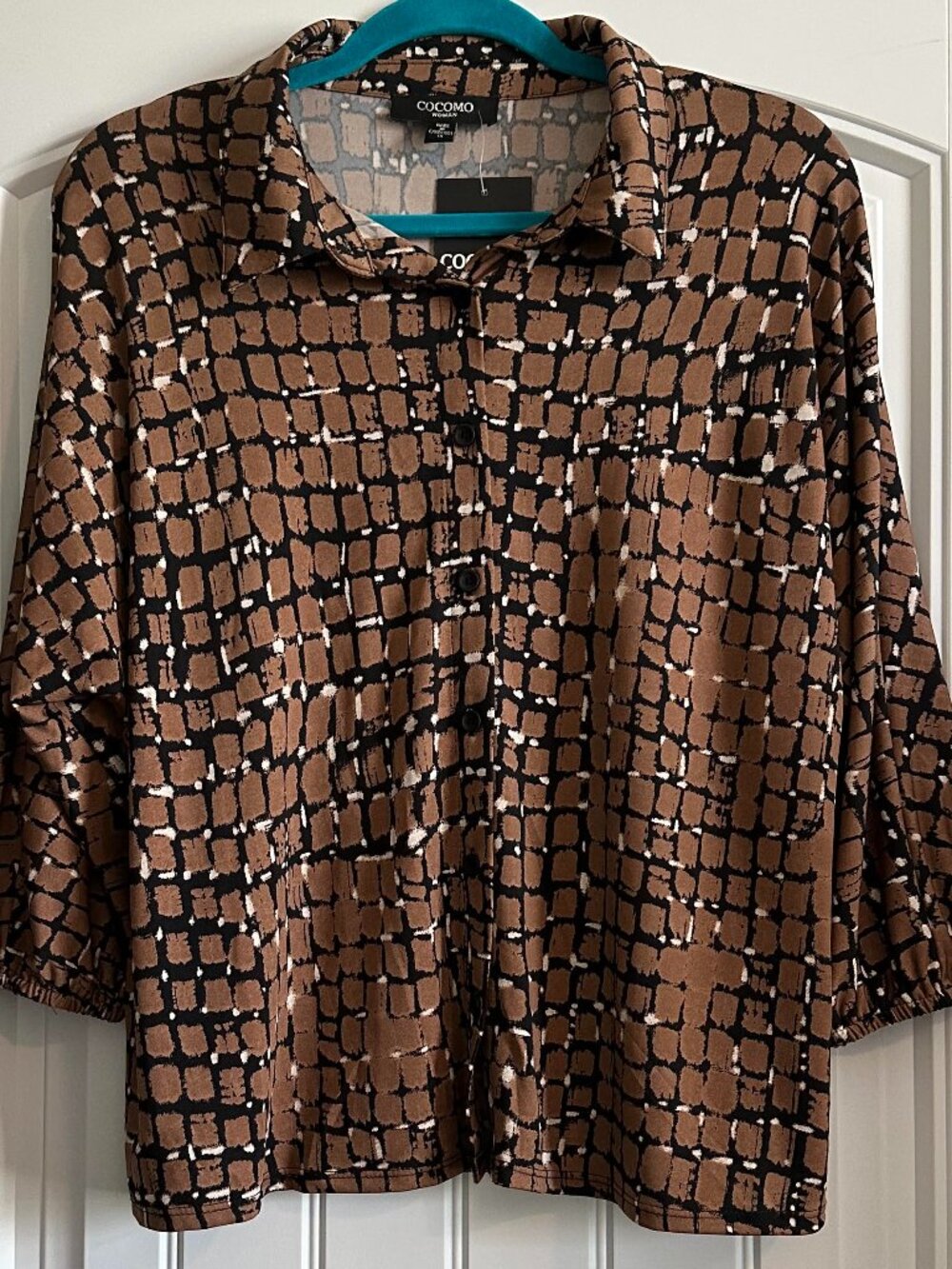 NWT Cocomo Black/Brown Abstract Top 1X